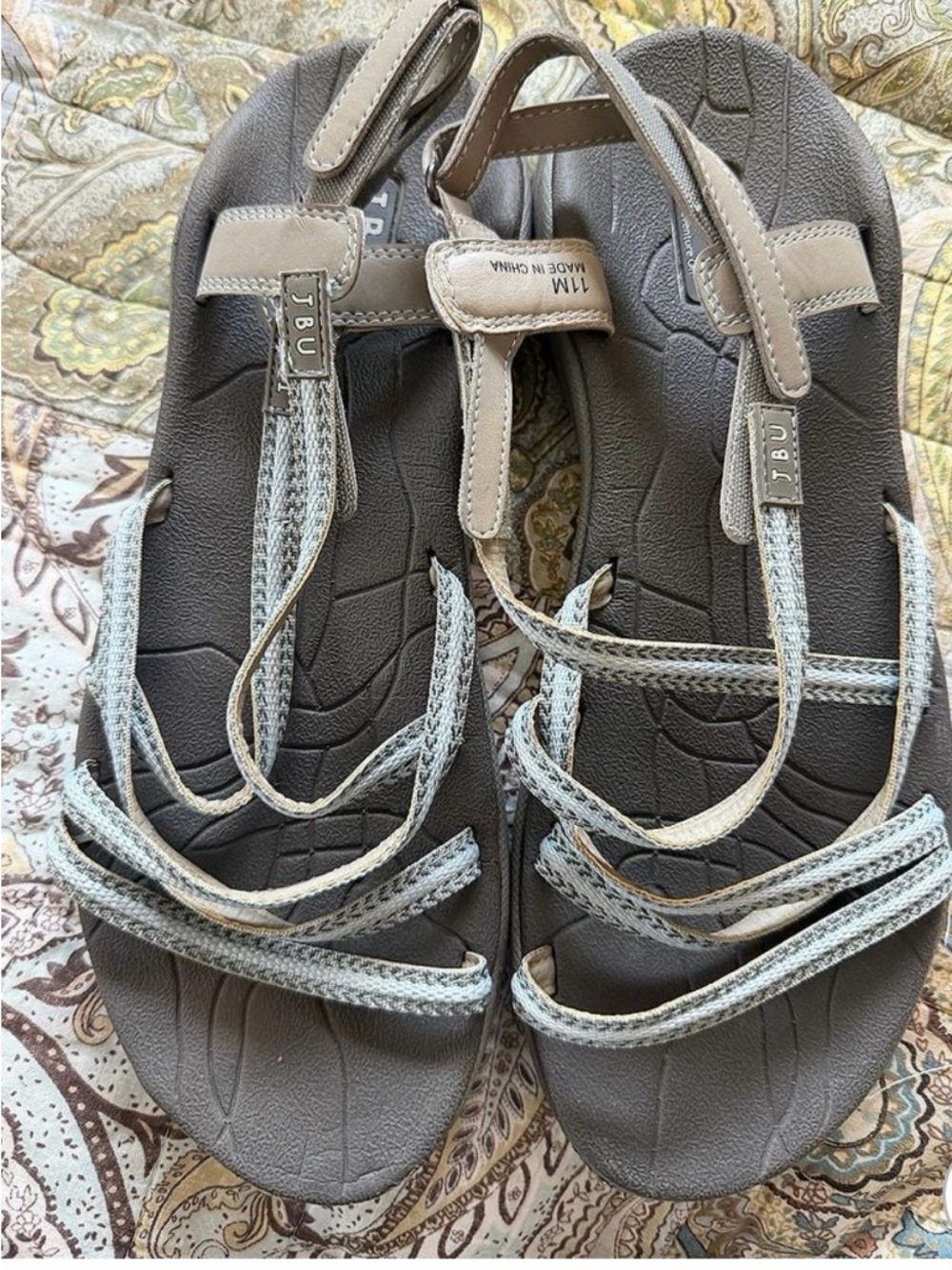 JBU Brown and Light Gray Strappy Sandals  , Great for Summer! Size 11 - Picture 5 of 7